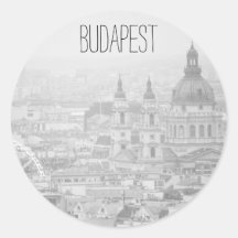 BnW Budapest paysage Sticker rond classique