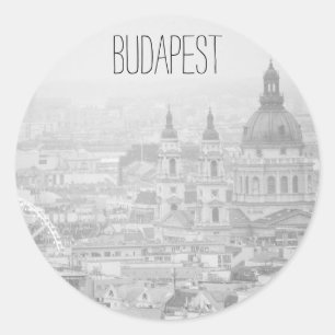 BnW Budapest paysage Sticker rond classique