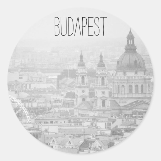 BnW Budapest paysage Sticker rond classique (Devant)