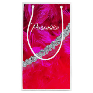 Boa en plumes rouges drapé avec sac cadeau de diam
