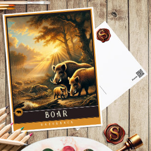 Boar   Carte postale Famille Vintage Animal