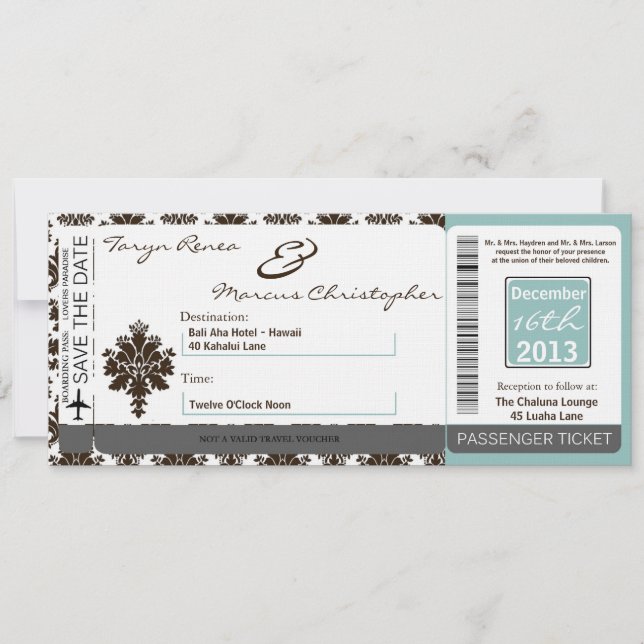 Boararn Pass Linen Faire-part de mariage Brown Tif (Devant)