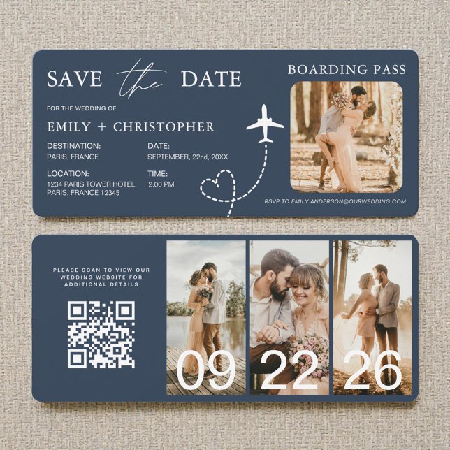 Boarding Pass Destination Wedding QR Code  (Créateur téléchargé)