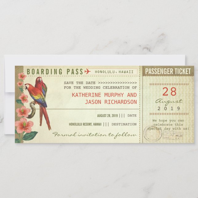 boarding pass save the date tickets (Devant)