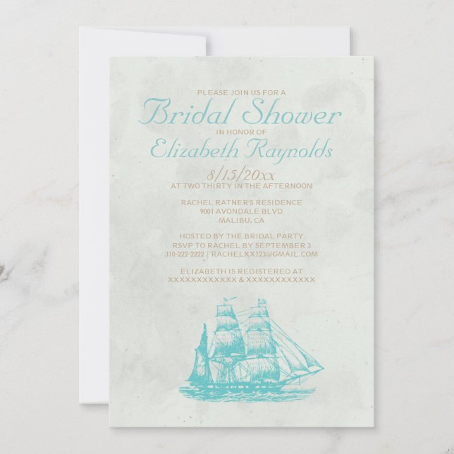 Boats rustiques Invitations de douche nuptiale (Devant)