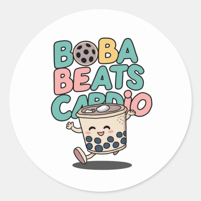 Boba Beats Cardio drôle autocollant (Devant)