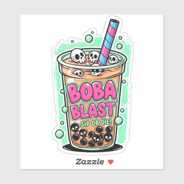 Boba Blast – Sip ou Meurs ! Autocollant vinyle (Feuille)