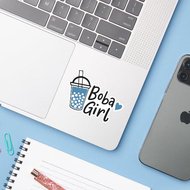 Boba Girl Cute Tea Amateurs Sticker de nouveauté (Ordinateur portable avec iPhone)