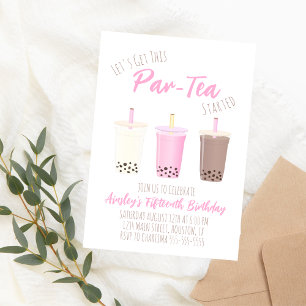 Boba Tea Anniversaire Fête Invitation Milk Tea Inv