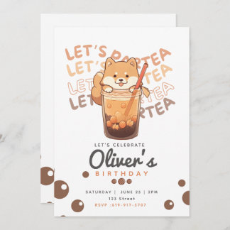 Boba Tea Shiba Inu Invitation Anniversaire
