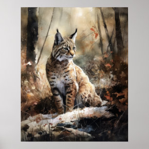 Bobcat Woodland Animal Art Imprimer Poster