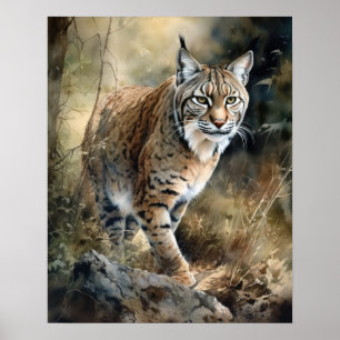 Bobcat Woodland Animal Art Imprimer Poster