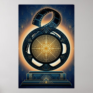 Bobine de film Art Déco or et bleu de minuit