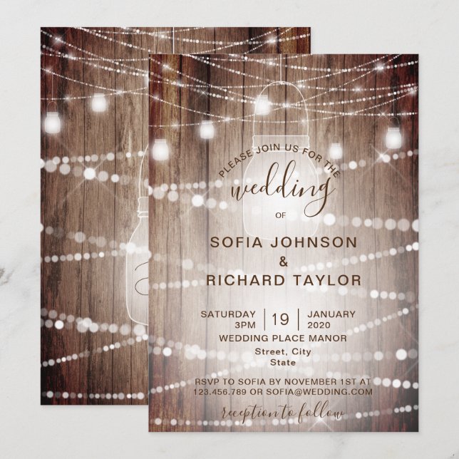 Bocal de lumière de ferme rustique Invitation en b (Devant / Derrière)