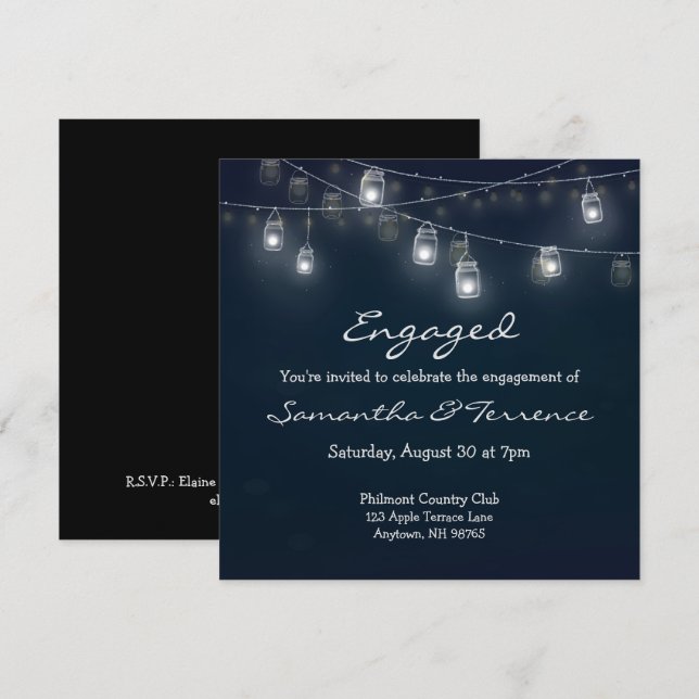 Bocal de lumières de lucioles pour invitation de f (Devant / Derrière)