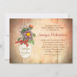 bocal de mason avec fleurs invitation douche nupti