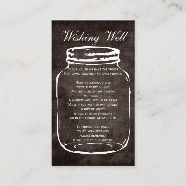 bocal de mason rustique brun souhaitant des cartes (Devant)