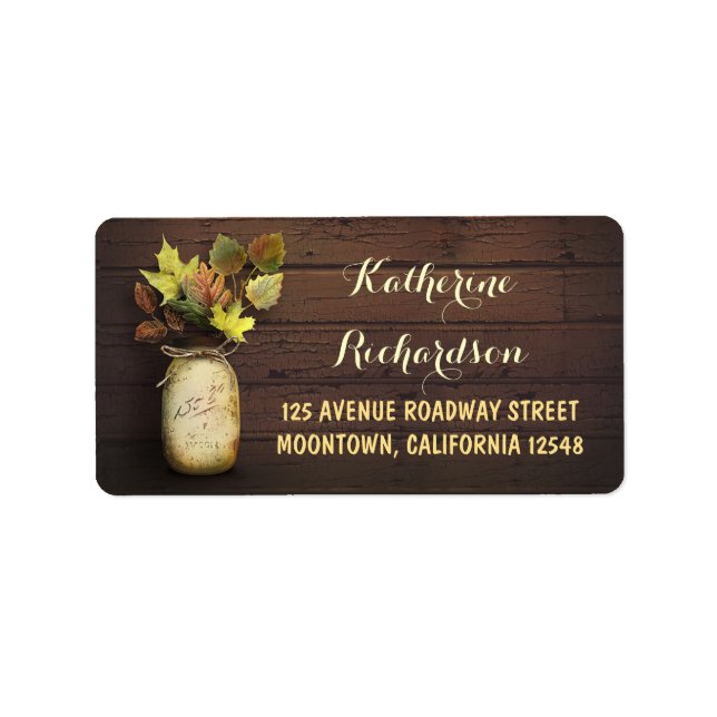 Bocal de mason rustique et chute quitte étiquette  (Devant)