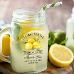 Bocal Mason Aquarelle Citron Mariage Limoncello<br><div class="desc">Elégante aquarelle citrons verdure Limoncello fait maison Merci Mariage Mason Jar Verre avec poignée</div>