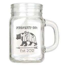 Bocal Mason Maman noire et blanche faite sur commande Bear et