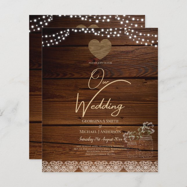 Bocaux de Maçon Rustiques Lumières Dentelle Gypsop (Devant / Derrière)