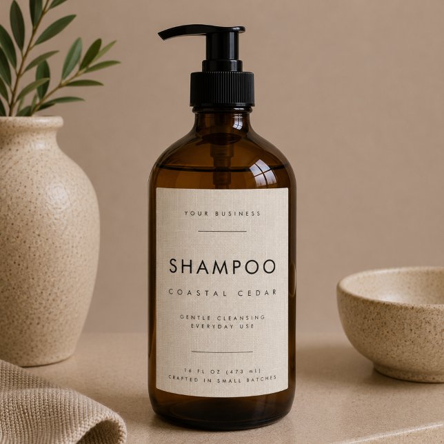 Bocaux Étiquette de branding pour shampoing en lin (Créateur téléchargé)