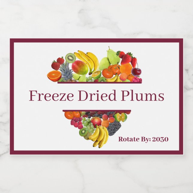 Bocaux Étiquette de contenant alimentaire pour prunes séc (Étiquettes simples)