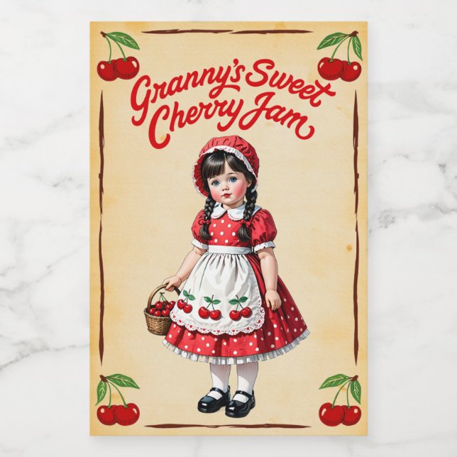 Bocaux Étiquette de nourriture vintage pour la Confiture  (Étiquettes simples)