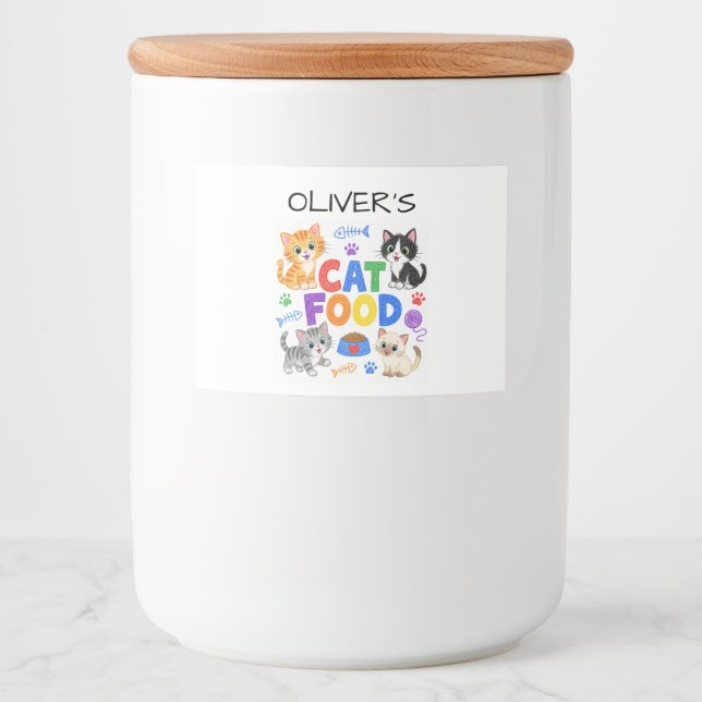 Bocaux Étiquette de stockage d'aliments pour chats unique (Devant)