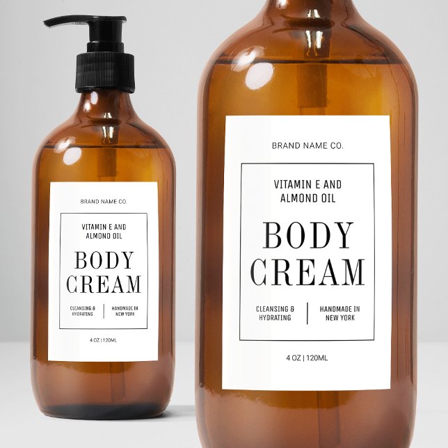 Bocaux Étiquette Imperméable de Savon pour les Mains Loti (minimalist apothecary style cosmetic bottle waterproof label with fully editable text & colors)