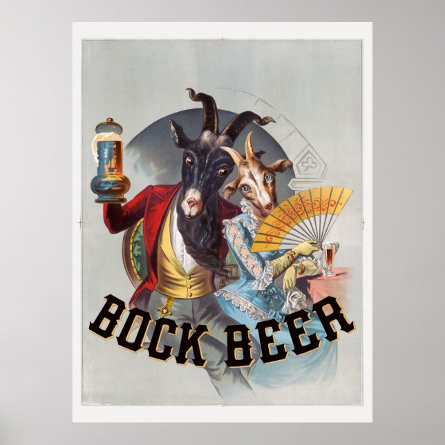 Bock Beer USA Poster vintage 1883 (Devant)