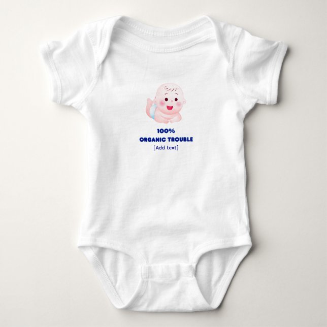 Body "100% Organic Trouble" Funny Watercolor Baby Bodys (Devant)
