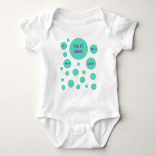 Body 1er Anniversaire 1 An VERT PURPLE Bubbles V06