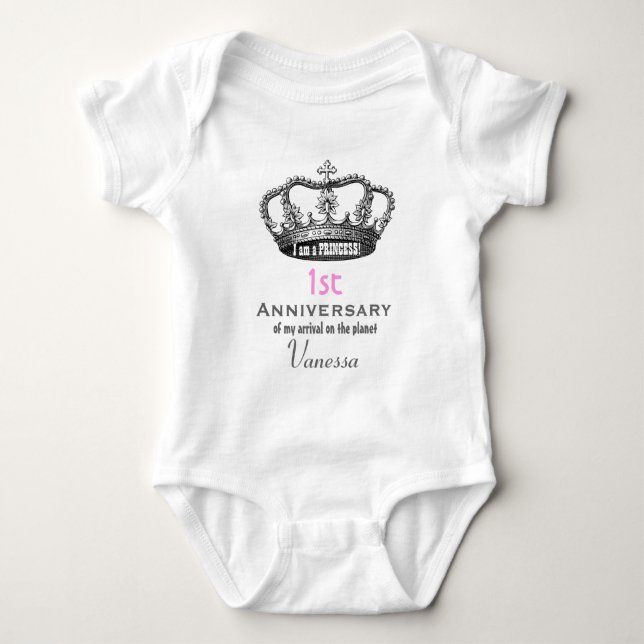 Body 1er Anniversaire Anniversaire Funny Princess Crown (Devant)