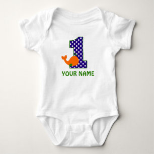 Body 1er Anniversaire Boy Whale Chemise personnalisée