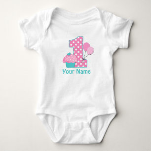 Body 1er Anniversaire Cupcake Pink Blue Chemise