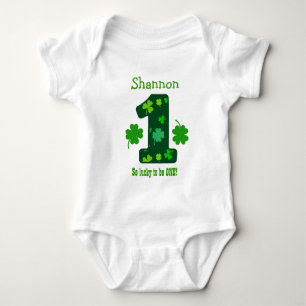 Body 1er Anniversaire Fille Numéro de Shamrock Nom pers