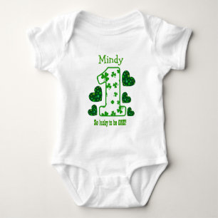 Body 1er Anniversaire Fille Numéro de Shamrock Nom pers