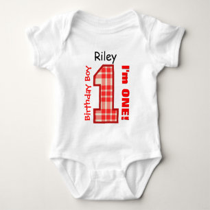 Body 1er anniversaire garçon PLAID 1 an Nom personnalis