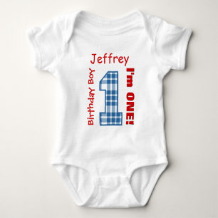 Body 1er anniversaire garçon PLAID 1 an Nom personnalis