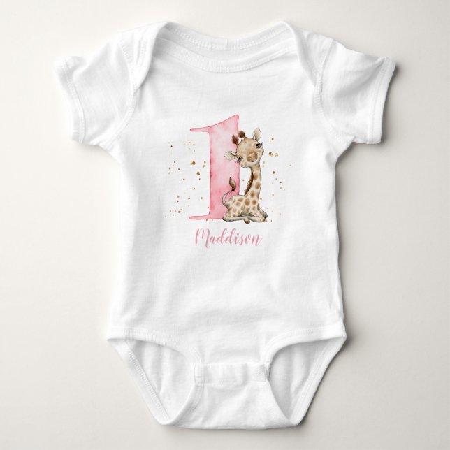 Body 1er Anniversaire Giraffe Baby Bodysuit (Devant)