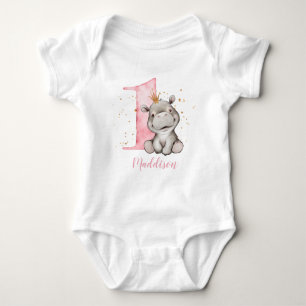 Body 1er anniversaire Hippo Princesse Baby Bodysuit