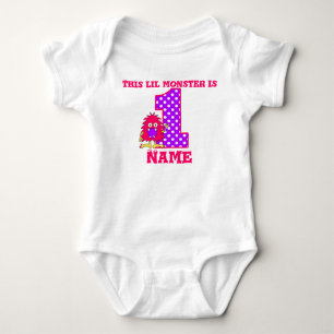 Body 1er Anniversaire Monstre rose T-shirt personnalisé