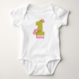 Body 1er Anniversaire Pink and Green Butterfly Personna
