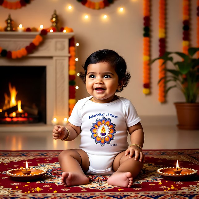 Body 1er Diwali de bébé avec un nom personnalisé (Baby's 1st Diwali with custom name Baby Bodysuit)