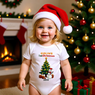 Body 1er Noël, texte personnalisé, Frosty & Fir Delight