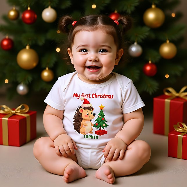 Body 🎄1st Christmas, custom text, Prickle Me Festive (🎄1st Christmas, custom text, Prickle Me Festive Baby Bodysuit)