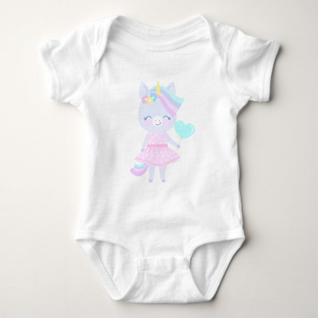 Body 3e anniversaire Baby Bodysuit avec une licorne drô (Devant)