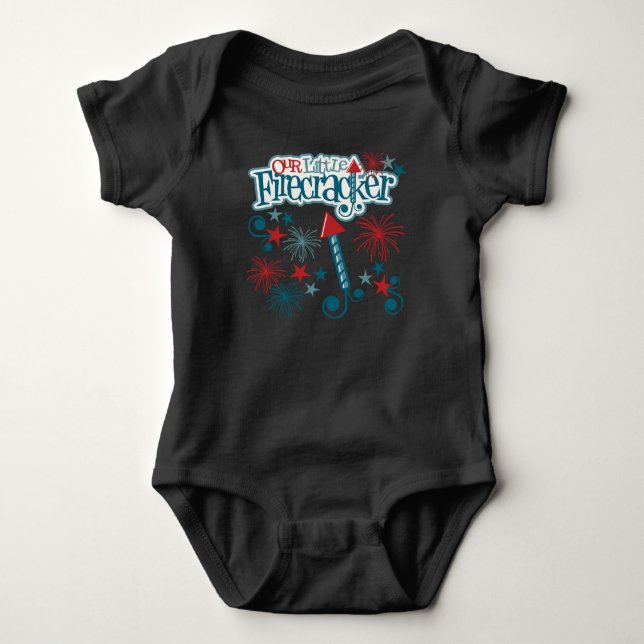 Body 4 juillet Bébé Noir une pièce (Devant)