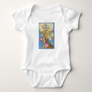 Body 4 juillet GIRAFFE, BÉBÉ JERSEY BODYSUIT Blanc